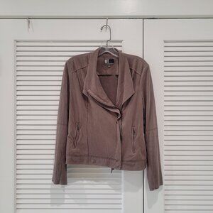 EUC Kut from the Kloth Grey Faux Suede Moto 2 Zip Pockets Jacket US Size Medium